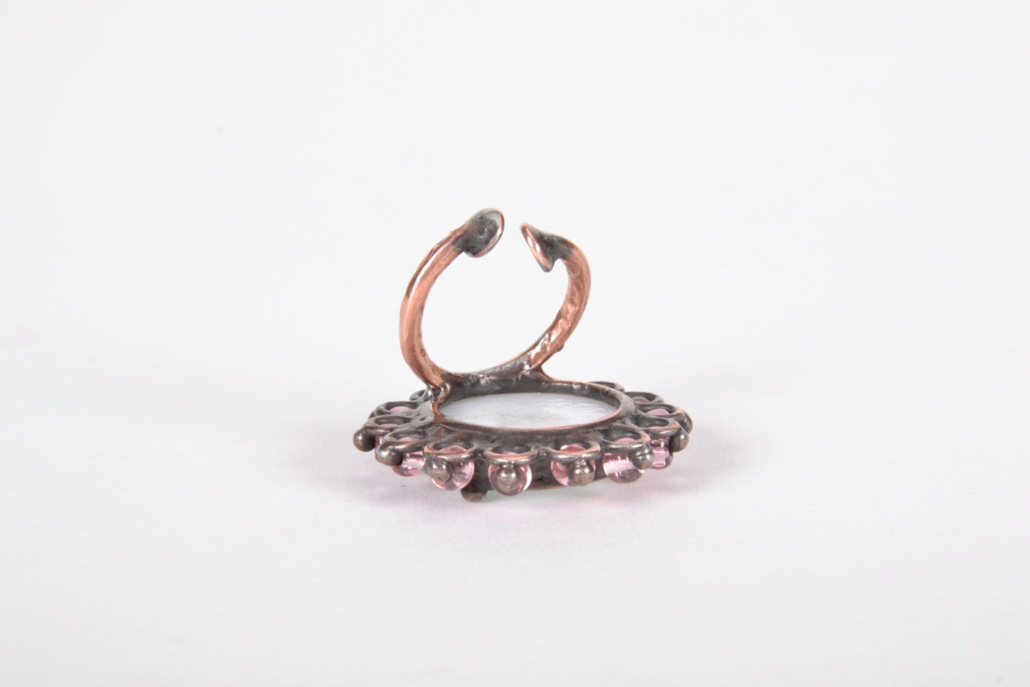 Glass and metal ring Milk photo 4