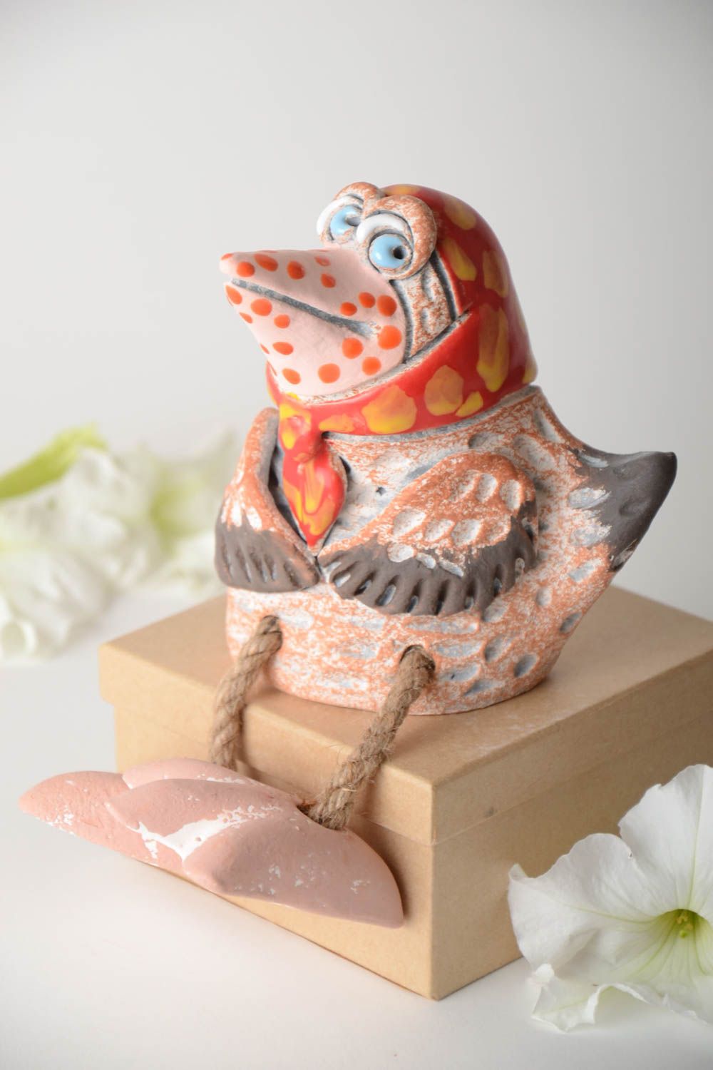 Kinder Spardose handgemachte Keramik Geschenk für Kinder Ton Deko Vogel bunt foto 1