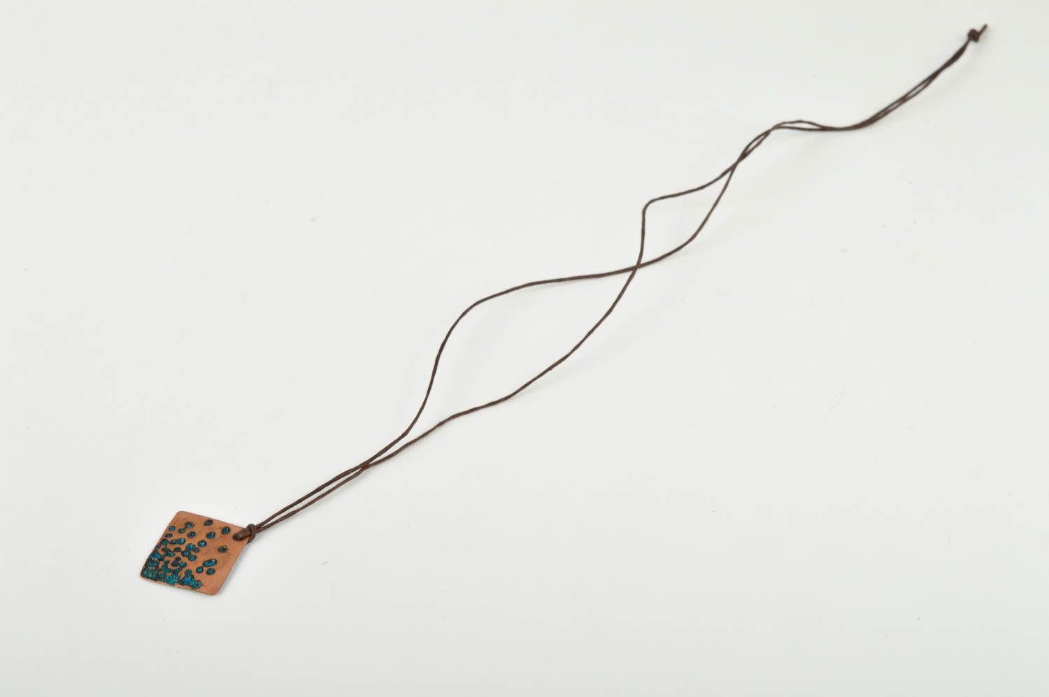 Handmade schöner Kupfer Anhänger Designer Schmuck Accessoire für Frauen Rhombus foto 3