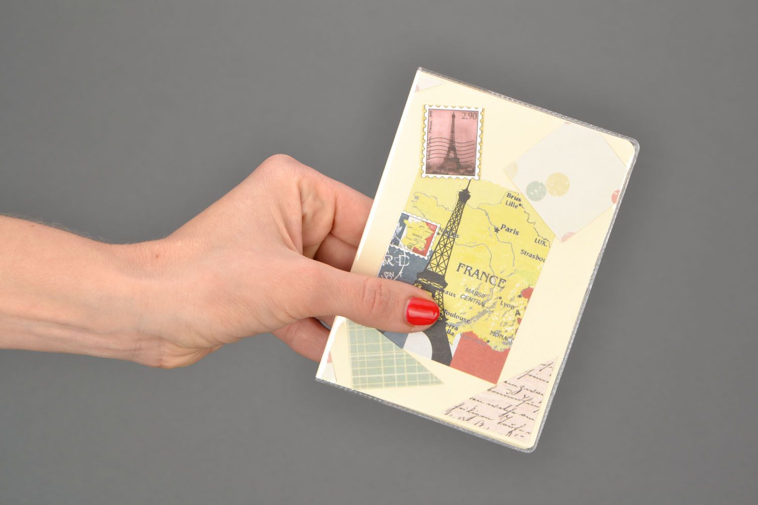 Porte-passeport scrapbooking fait main France photo 2