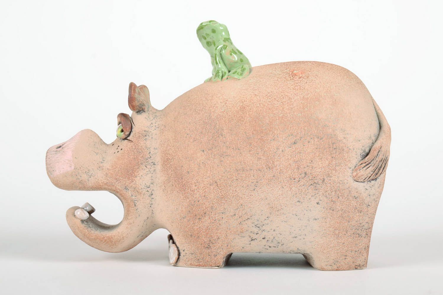 Cofrinho de cerâmica hipopótamo foto 2