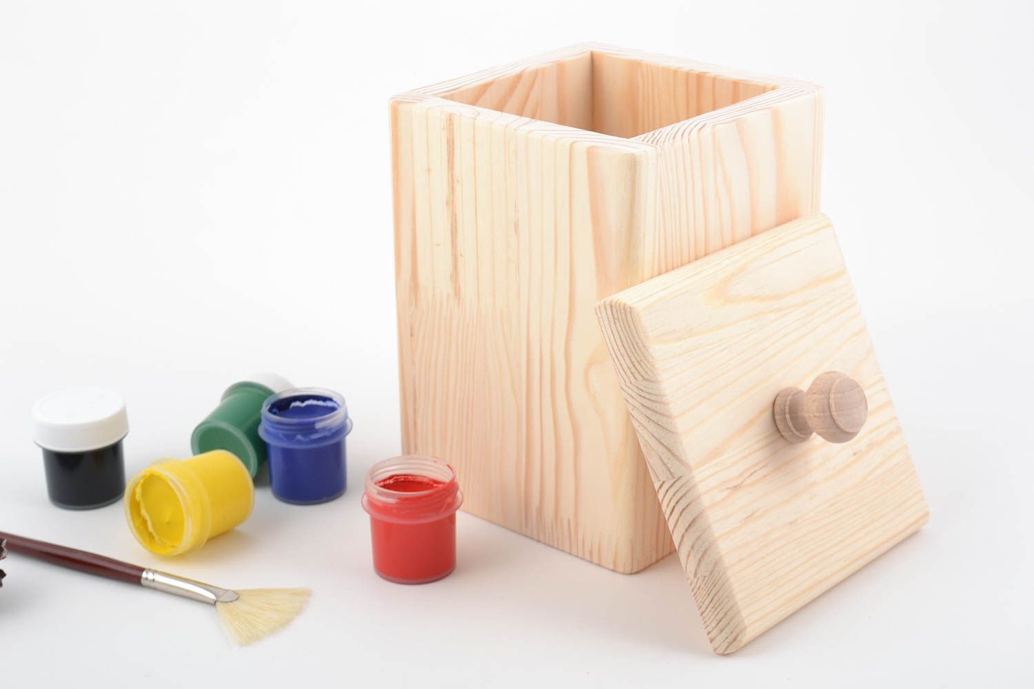 Boîte en bois carrée faite main pour serviettage ou peinture déco de cuisine photo 1