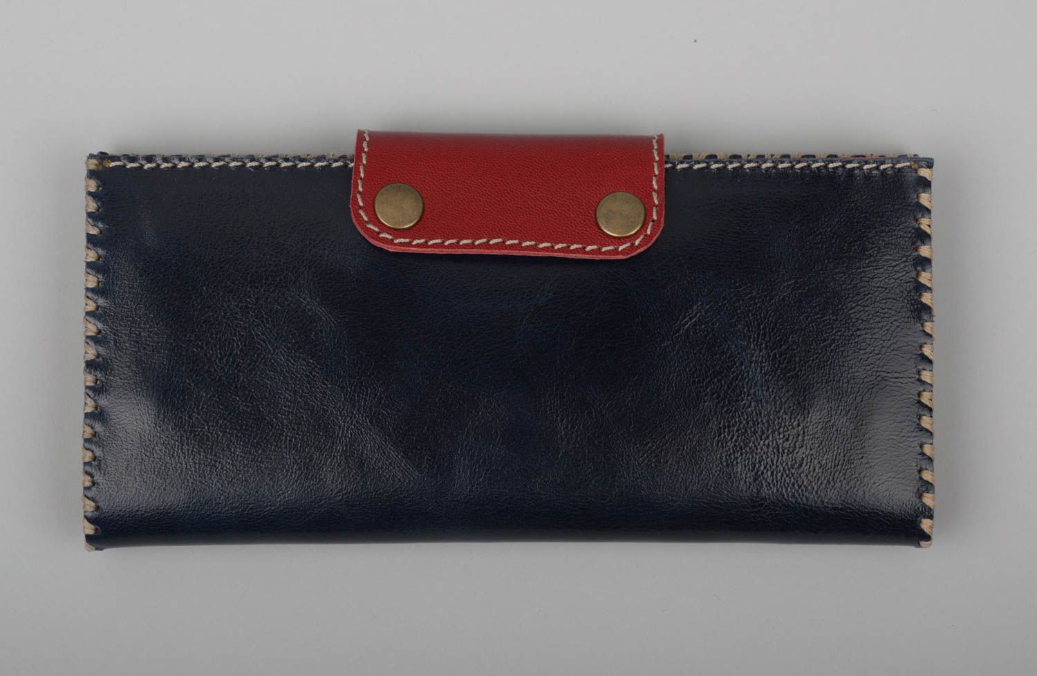 Black leather wallet stylish designer accessories beautiful unusual purse photo 2