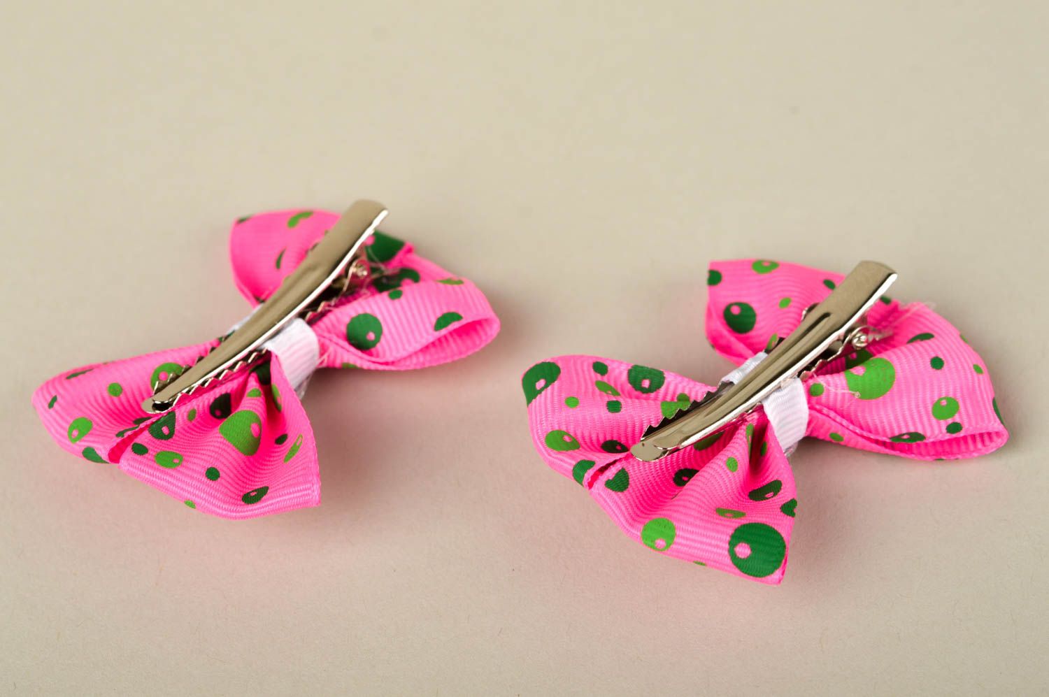 Аксессуары для волос handmade детские заколки для волос розовые заколки-бантики фото 4