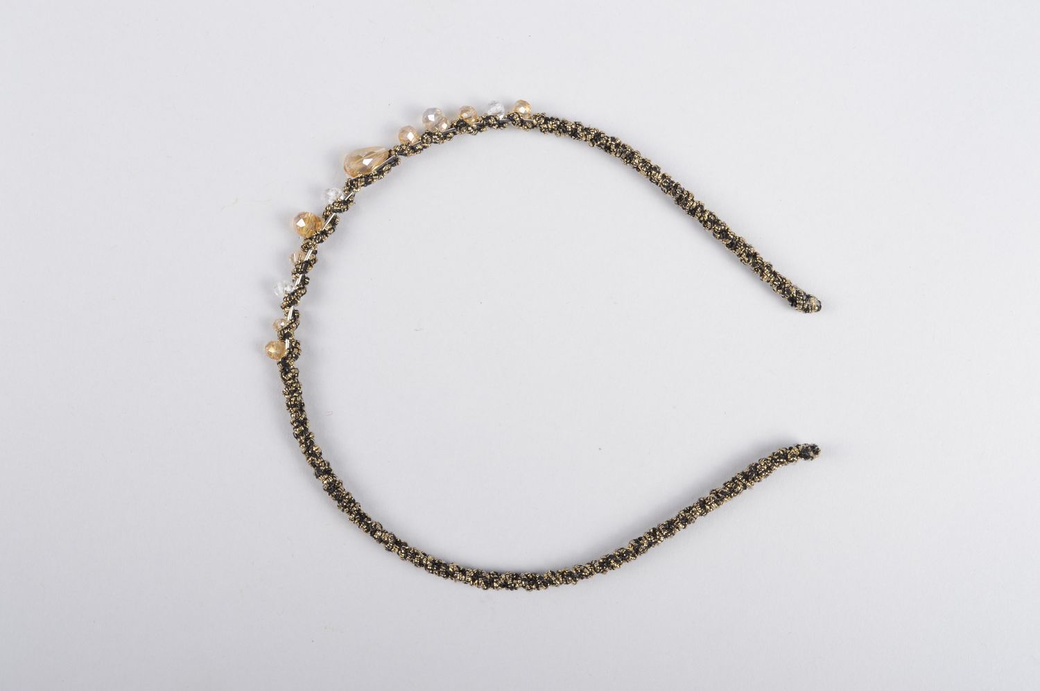 Serre-tête fin Bijou fait main avec perles en cristal Accessoire cheveux photo 4