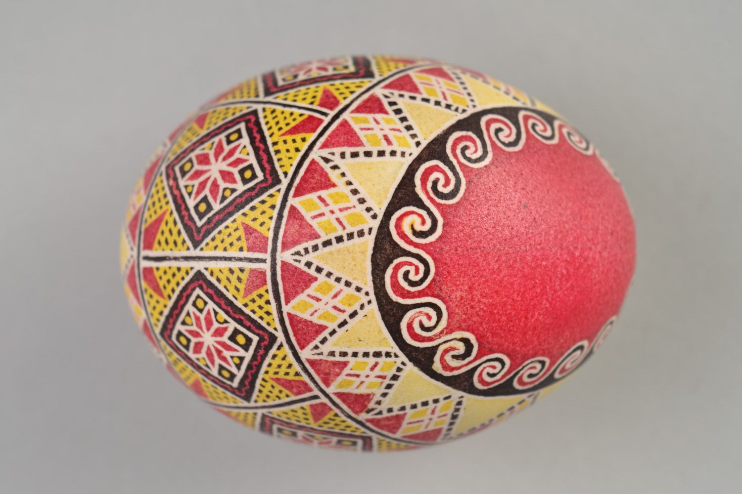 Bright painted handmade Easter egg with ornaments for gift photo 5