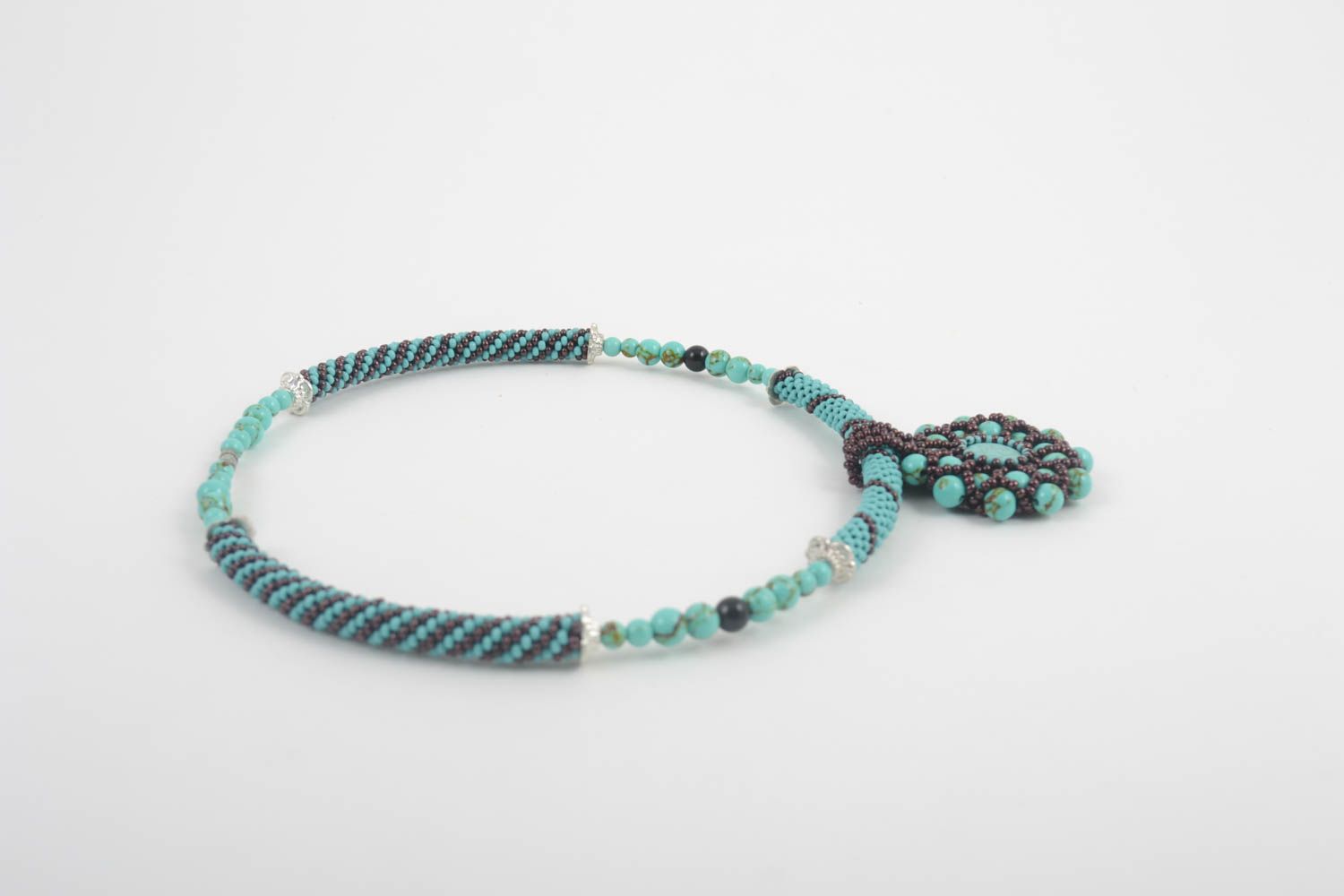Handmade designer beaded necklace unusual elegant necklace massive jewelry photo 4