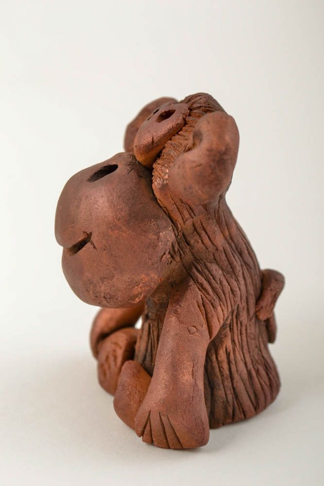 Statuetta scimmia in argilla fatta a mano figurina decorativa in ceramica 
 foto 4