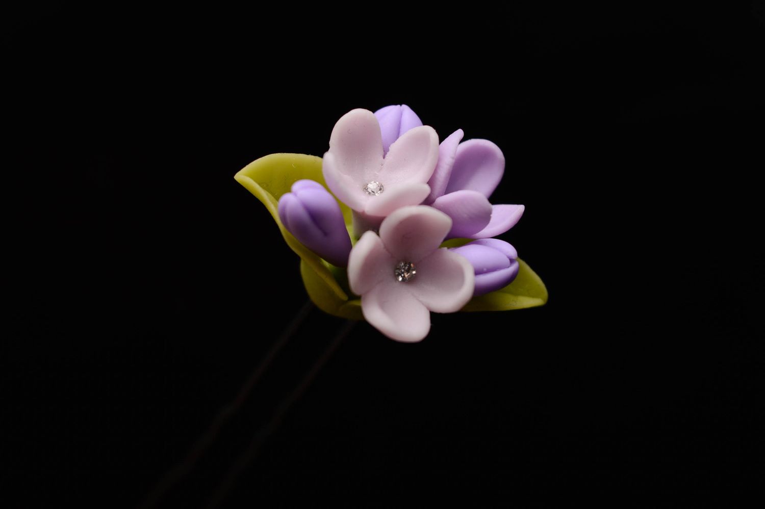 Cold porcelain hairpin Lilac photo 5