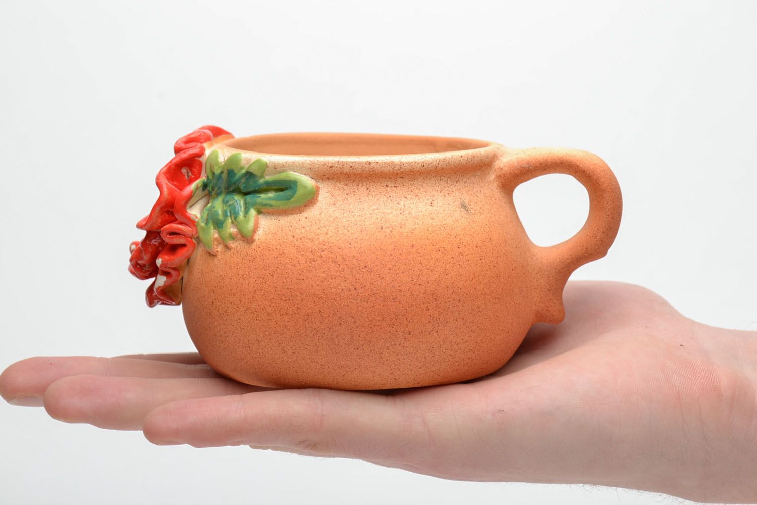 Espresso ceramic coffee mug with red hot tulip 0,65 lb photo 5