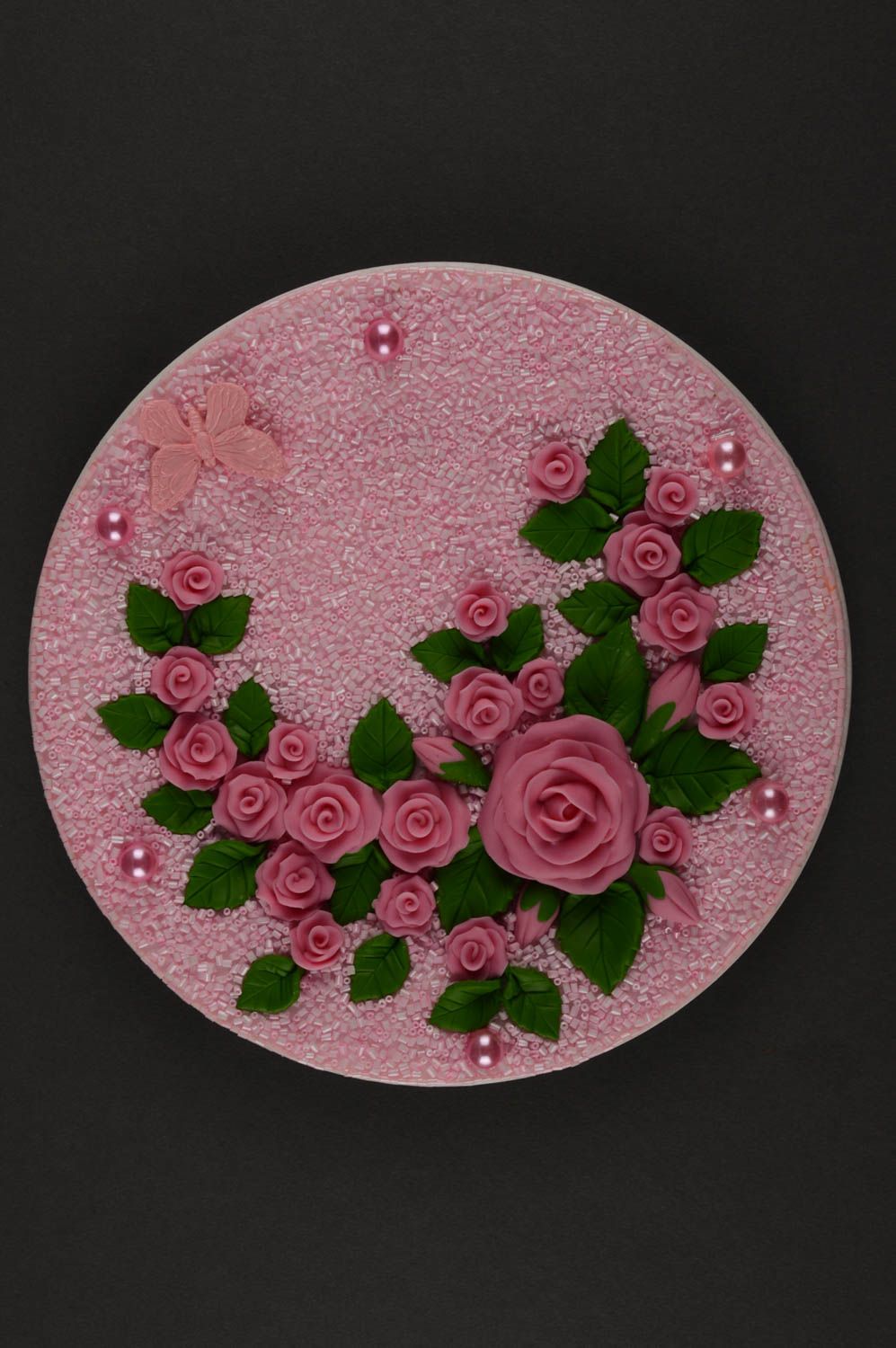 Décoration assiette faite main Déco maison céramique rose fleurs Cadeau original photo 5