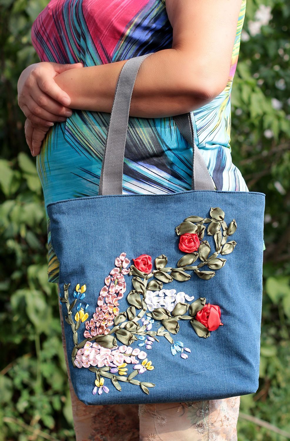 Designer Tasche handmade Tasche aus Stoff Damen Accessoire Stoff Tragetasche  foto 5