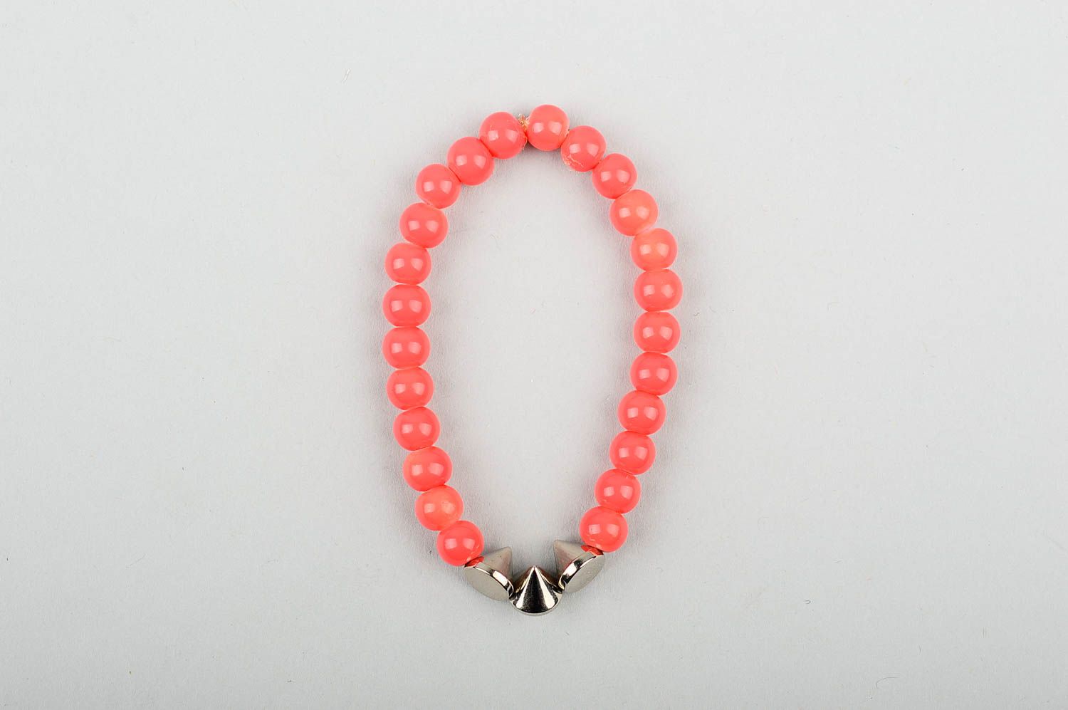 Bracelet perles fantaisie Bijou fait main couleur corail Accessoire femme photo 1