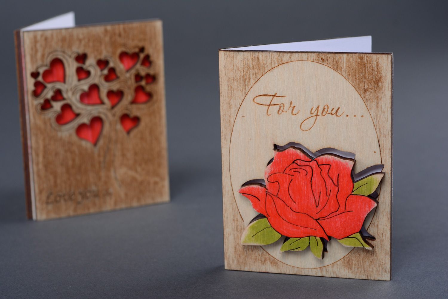Handmade plywood greeting card with flower photo 5