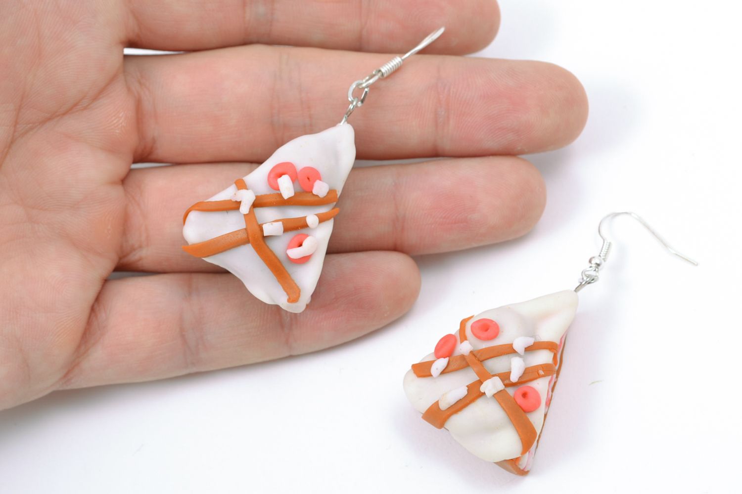 Polymer clay dangle earrings Cakes photo 2
