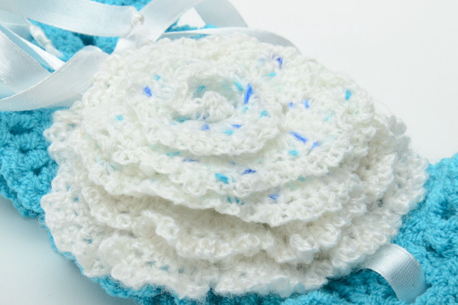 Children's handmade crochet flower headband photo 3