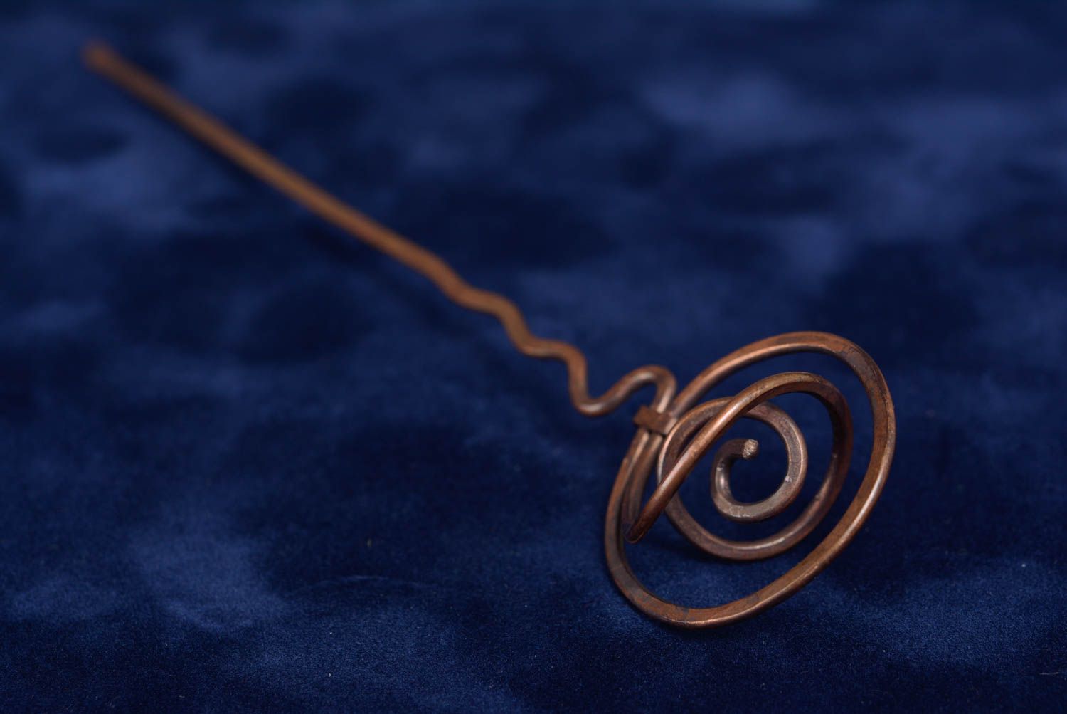 Long hairpin made of copper using wire wrap technique handmade hair accessory photo 3