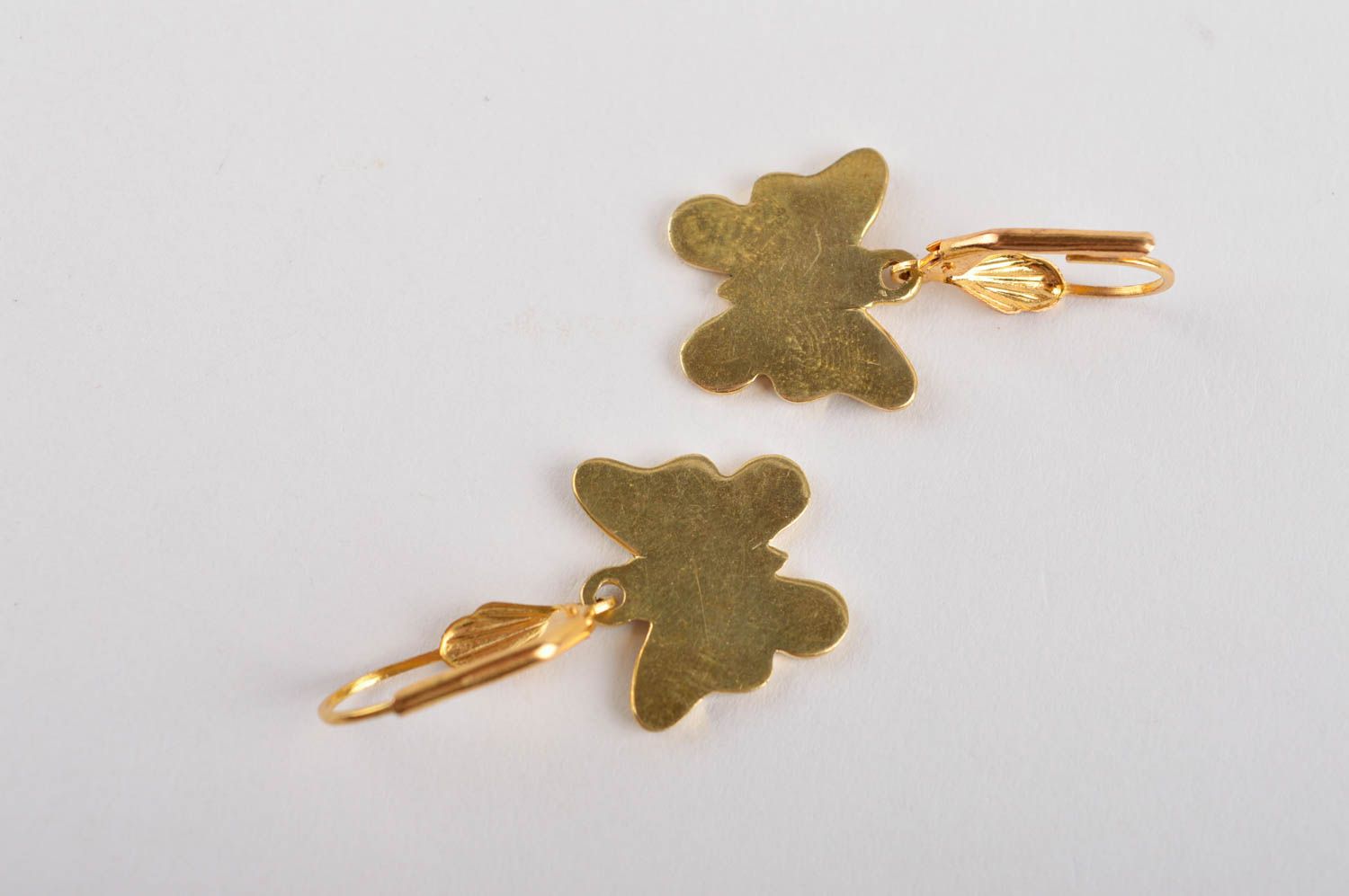 Handmade brass cute earrings jewelry with natural stone unusual earrings photo 5