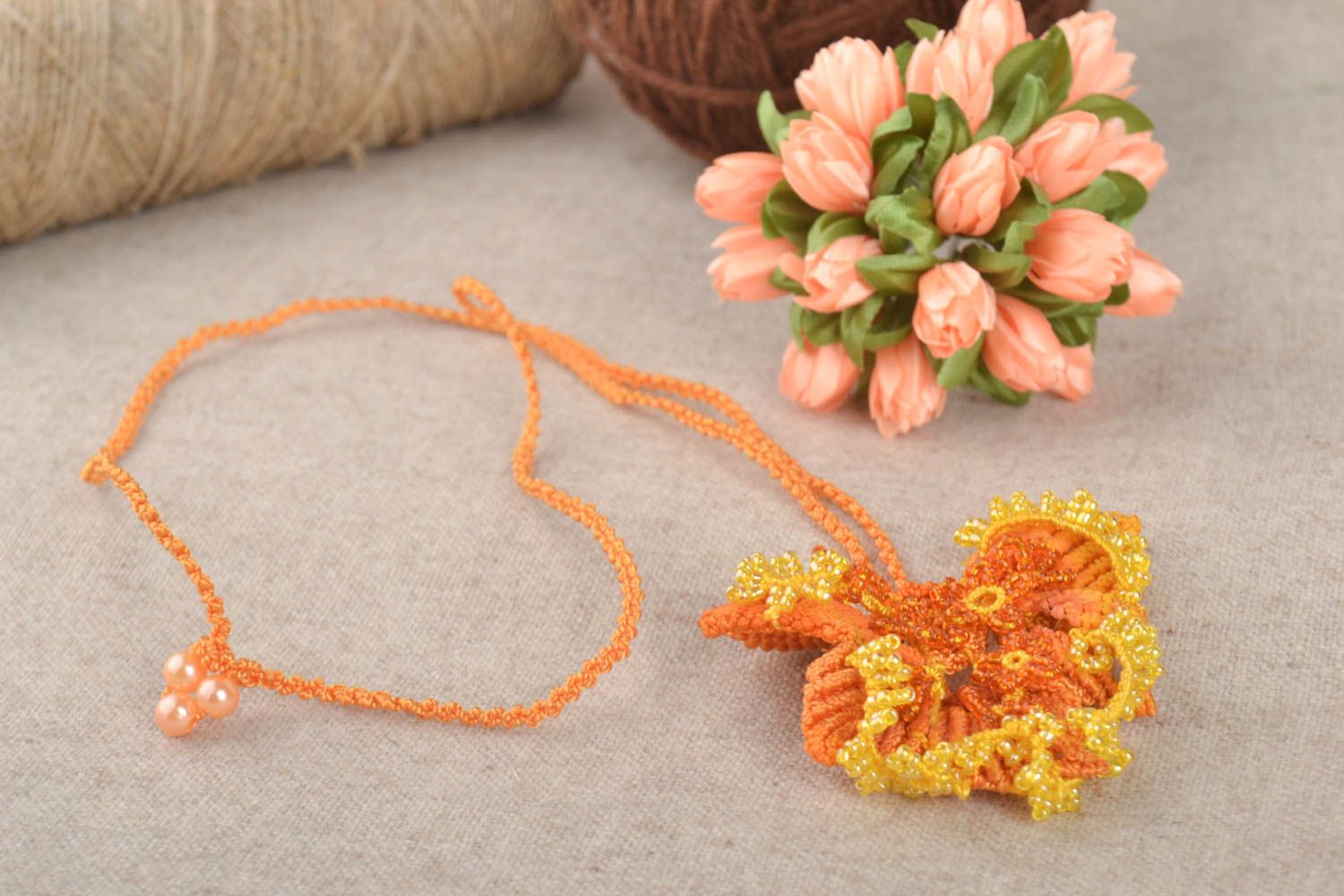 Macrame necklace beaded jewelry handmade jewelry fashion accessories gift ideas photo 1
