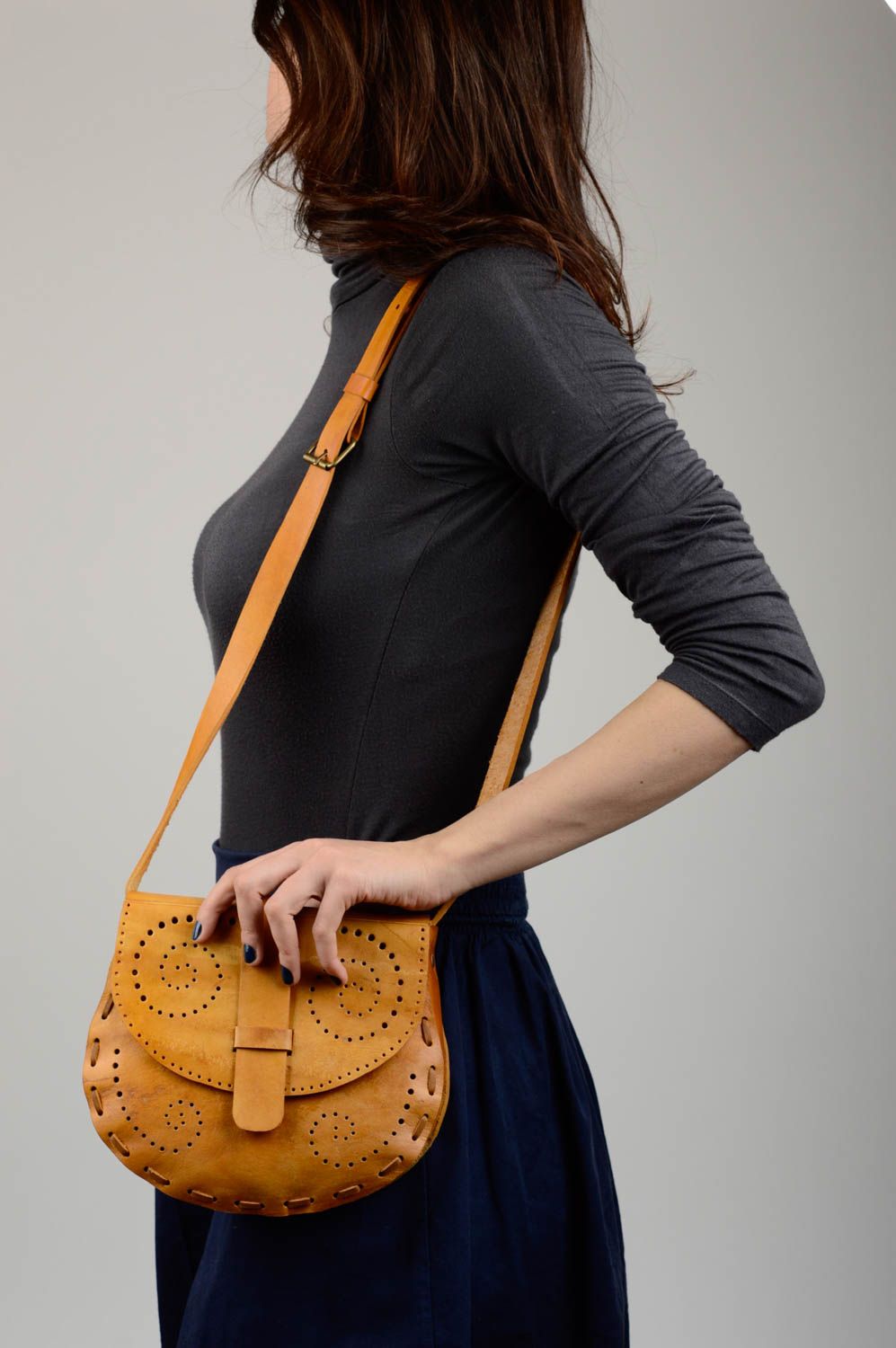 Сумка ручной работы сумка через плечо коричневая сумка из кожи для девушек фото 2