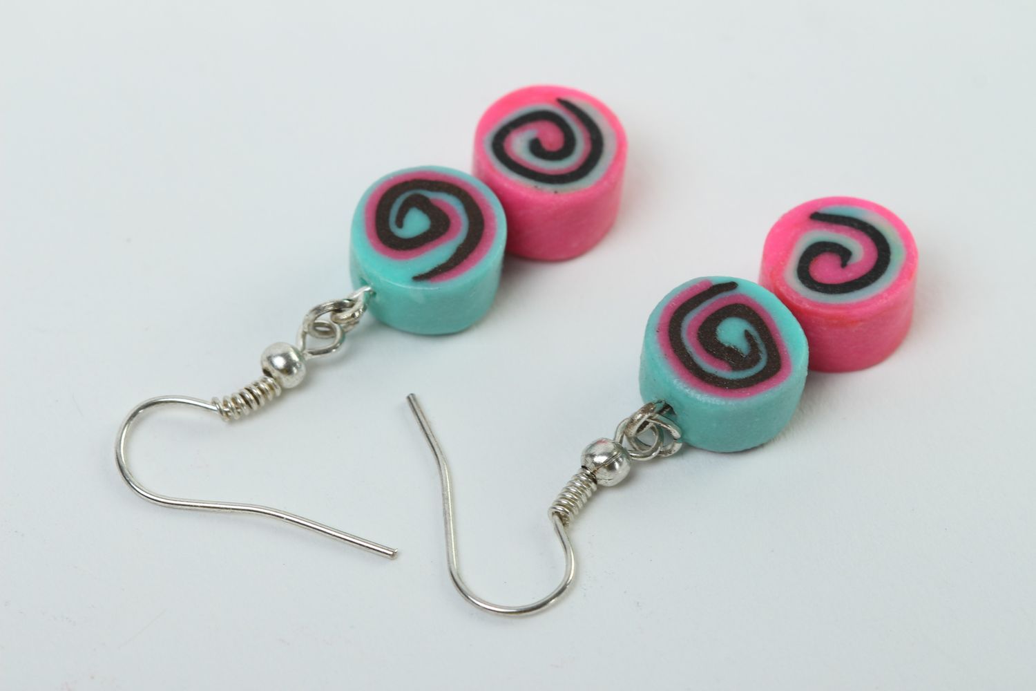 Handmade colorful earrings bright plastic earrings unusual jewelry gift photo 4