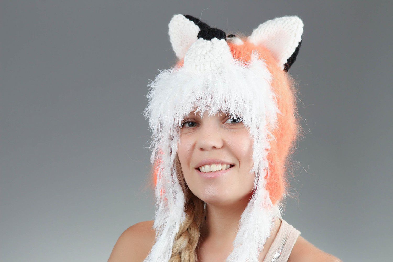 Knitted hat Fox photo 5
