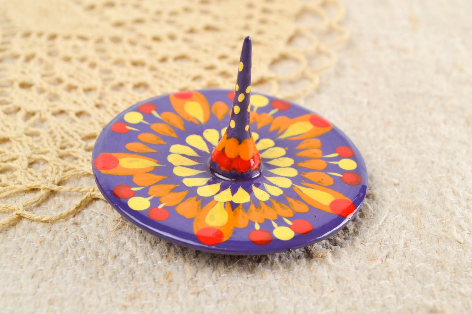 Unusual handmade wooden smart toy spinning top spin top birthday gift ideas photo 1