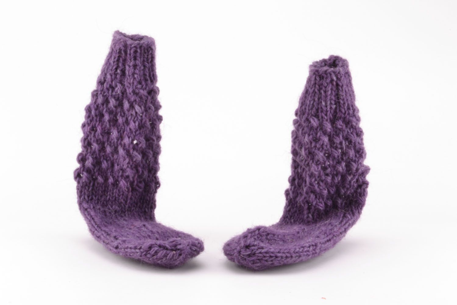 Calcetines de lana tejidos a mano de color violeta	 foto 4