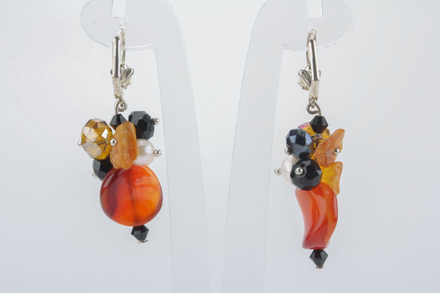 Orange Ohrringe mit echten Steinen foto 2