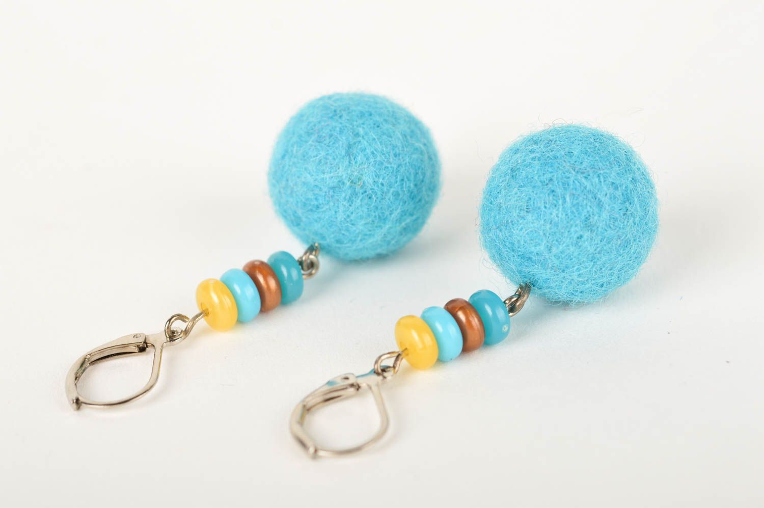 Handmade earrings wool felt ball earrings designer accessories gifts for women photo 3