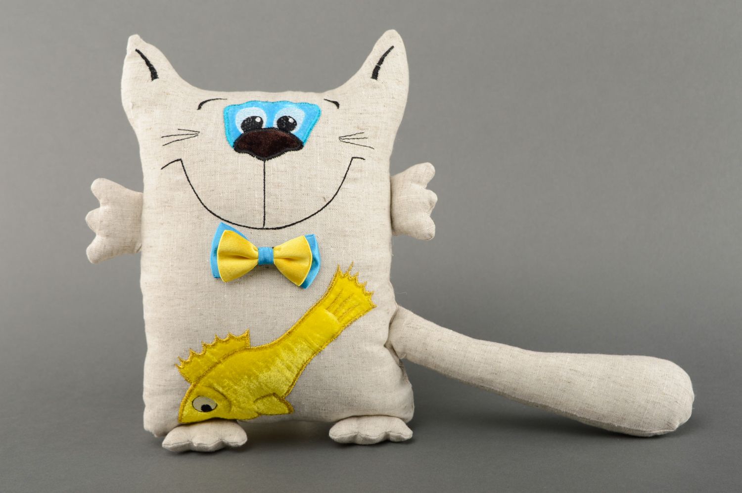 Мягкая игрушка-подушка из ткани ручной работы Кот фото 1