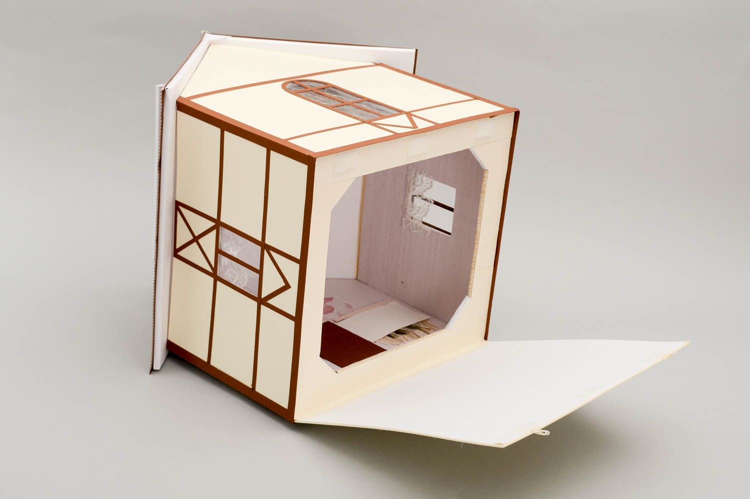 Caja de cartón artesanal en forma de casa artículo para boda regalo original foto 4