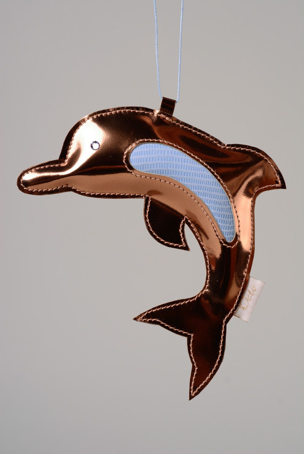Beautiful designer handmade genuine leather keychain Dolphin photo 1