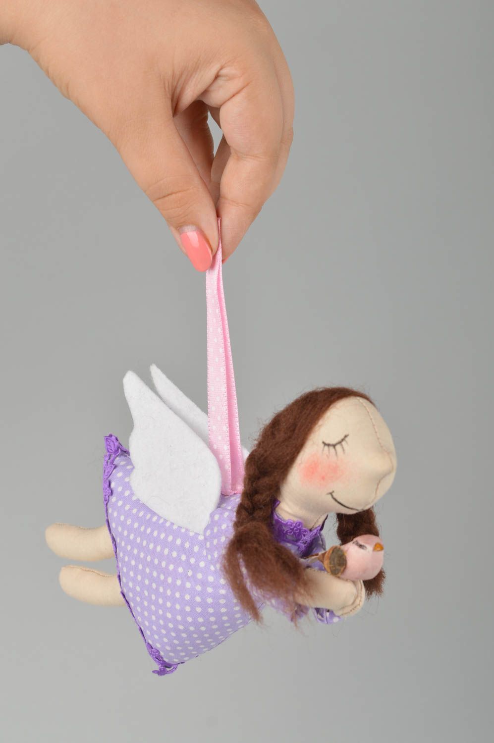 Muñeco de tela hecho a mano juguete decorativo colgante de pared ángel foto 3