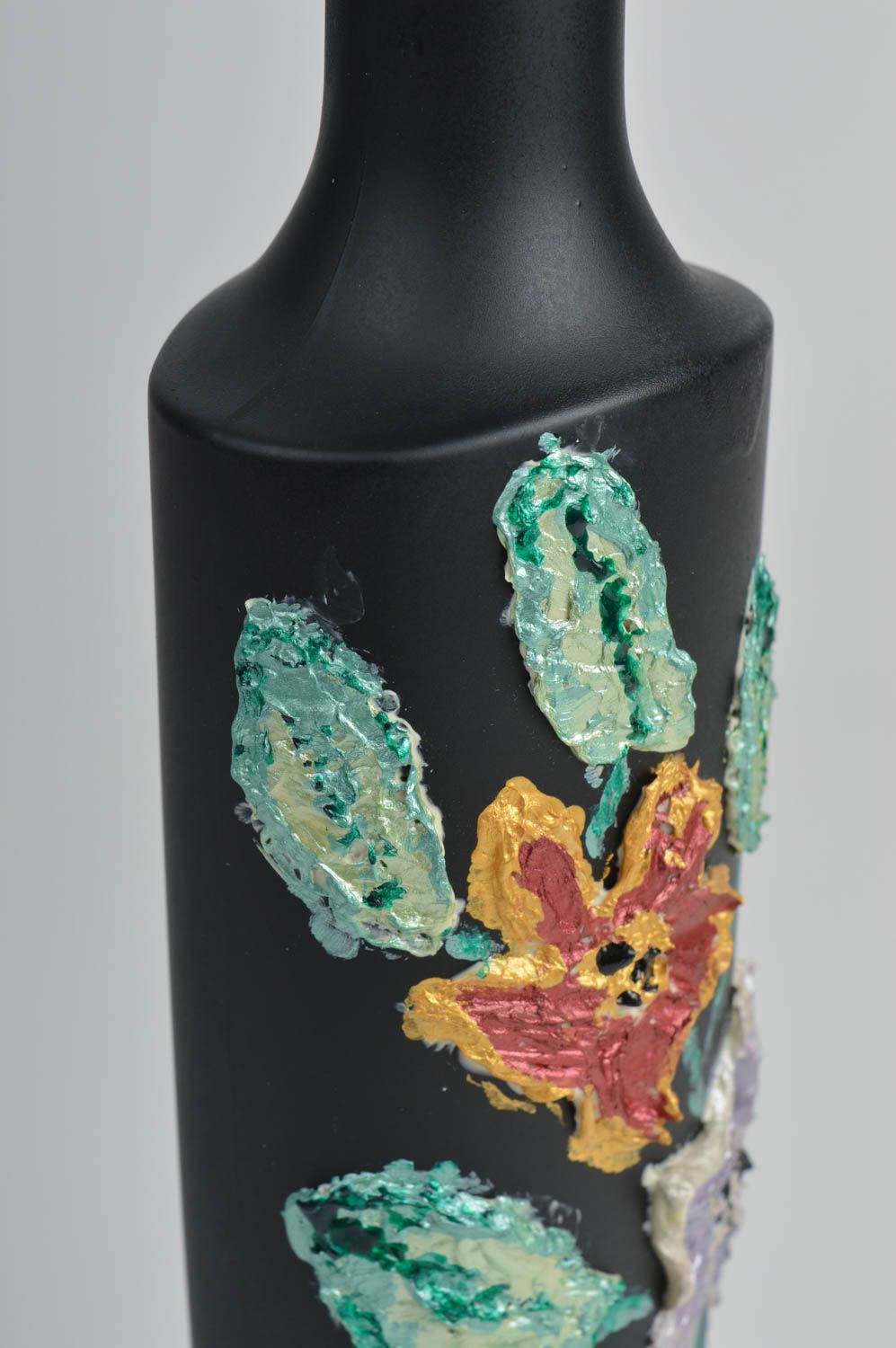 14 inches black bottle with flower décor ceramic flower vase 1,65 lb photo 5
