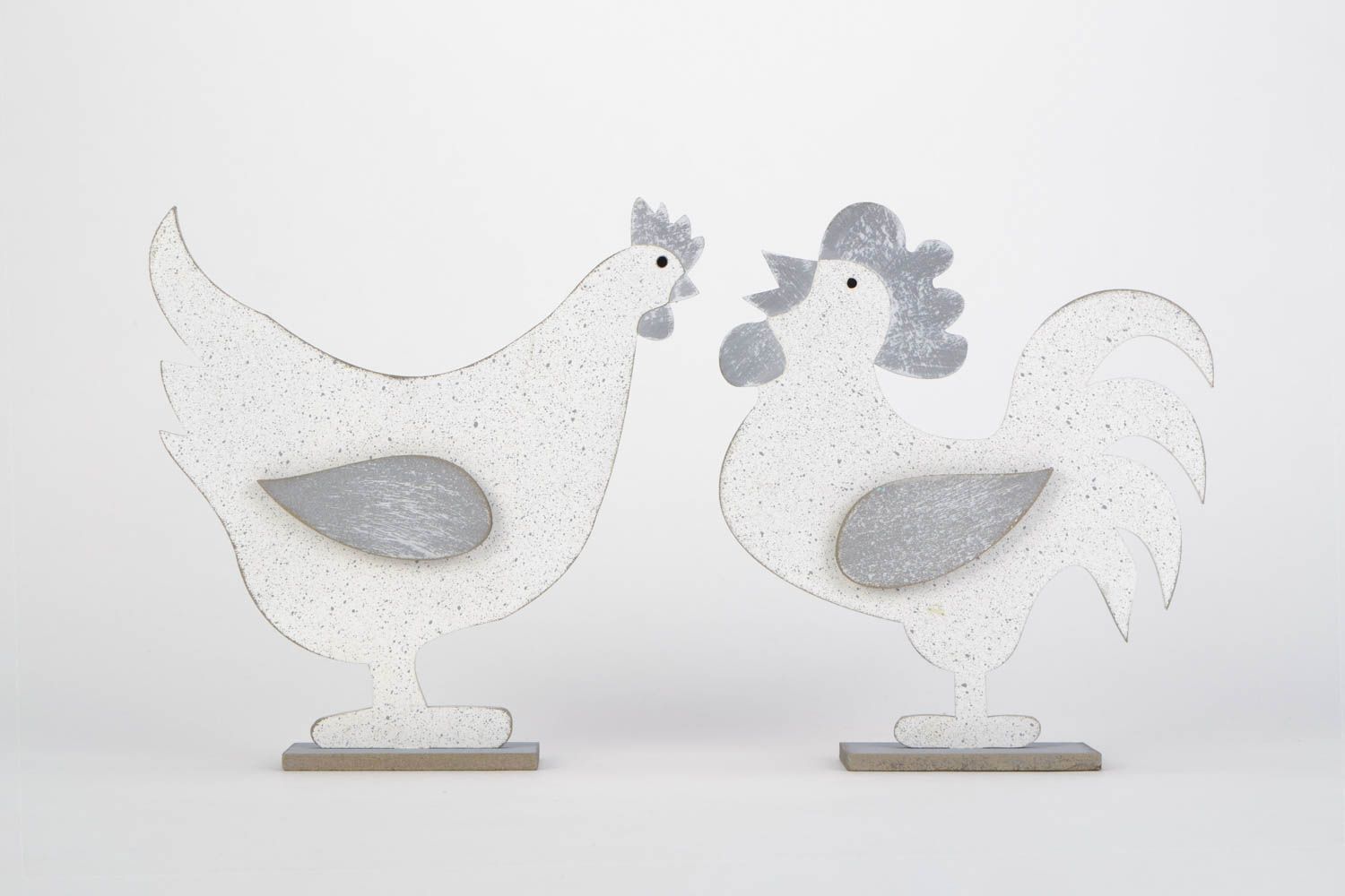 Originelle Hühner Figurinen aus Blattholz handmade bemalte für Interieur Dekor 2 Stück foto 1