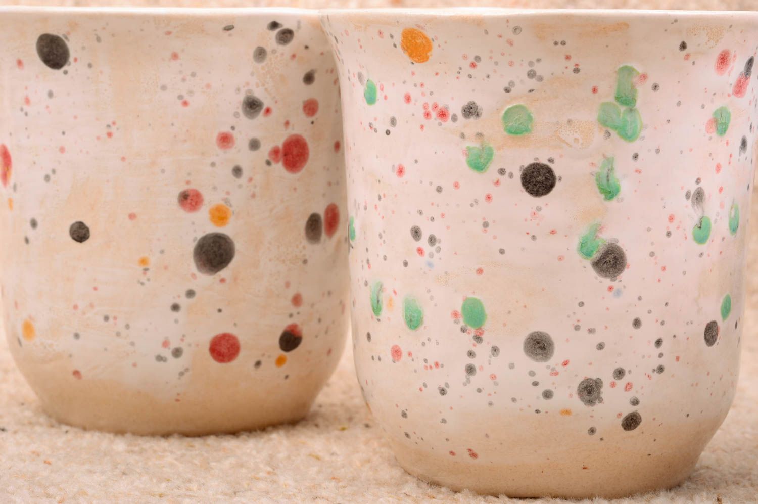 Комплект керамический кувшин и 4 чашки ручной работы гончарные вылепленные фото 4