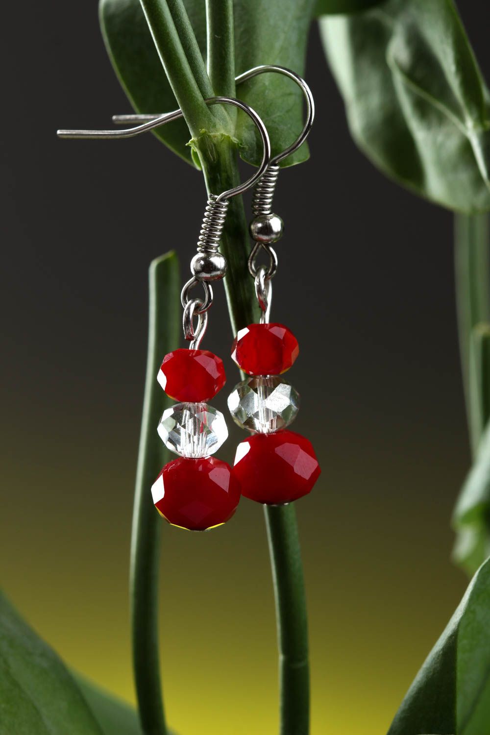 Handmade earrings with crystal beads earrings with charms designer jewelry photo 1