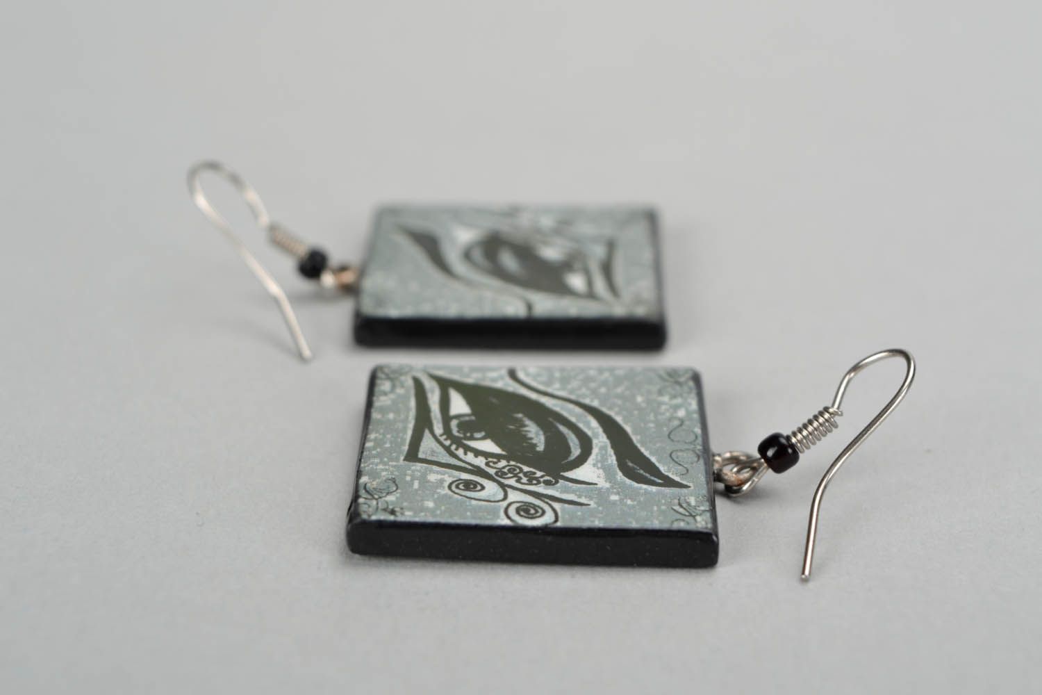 Square polymer clay earrings photo 4