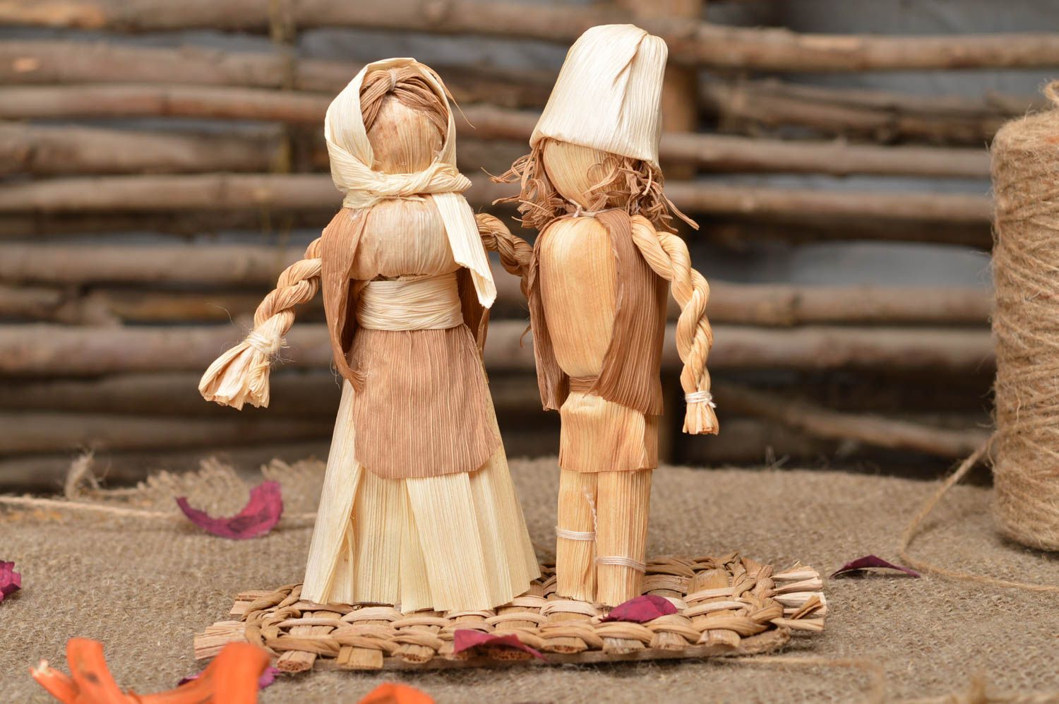 Figurines poupées ethniques faites main 2 pièces écologiques originales photo 1