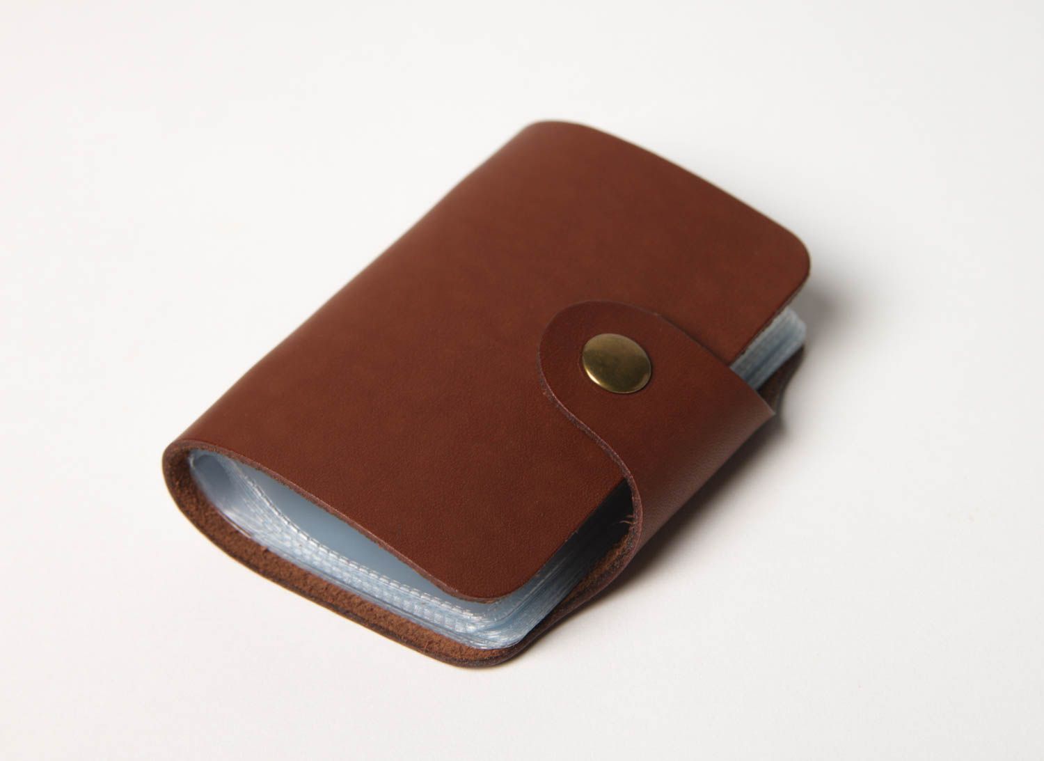 Unusual handmade leather card holder unisex accessories business gift ideas photo 2