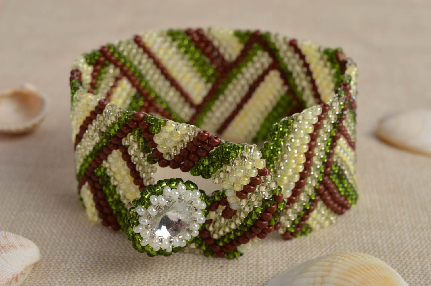 Pulsera de abalorios ancha hecha a mano bisutería artesanal regalo para mujeres foto 1