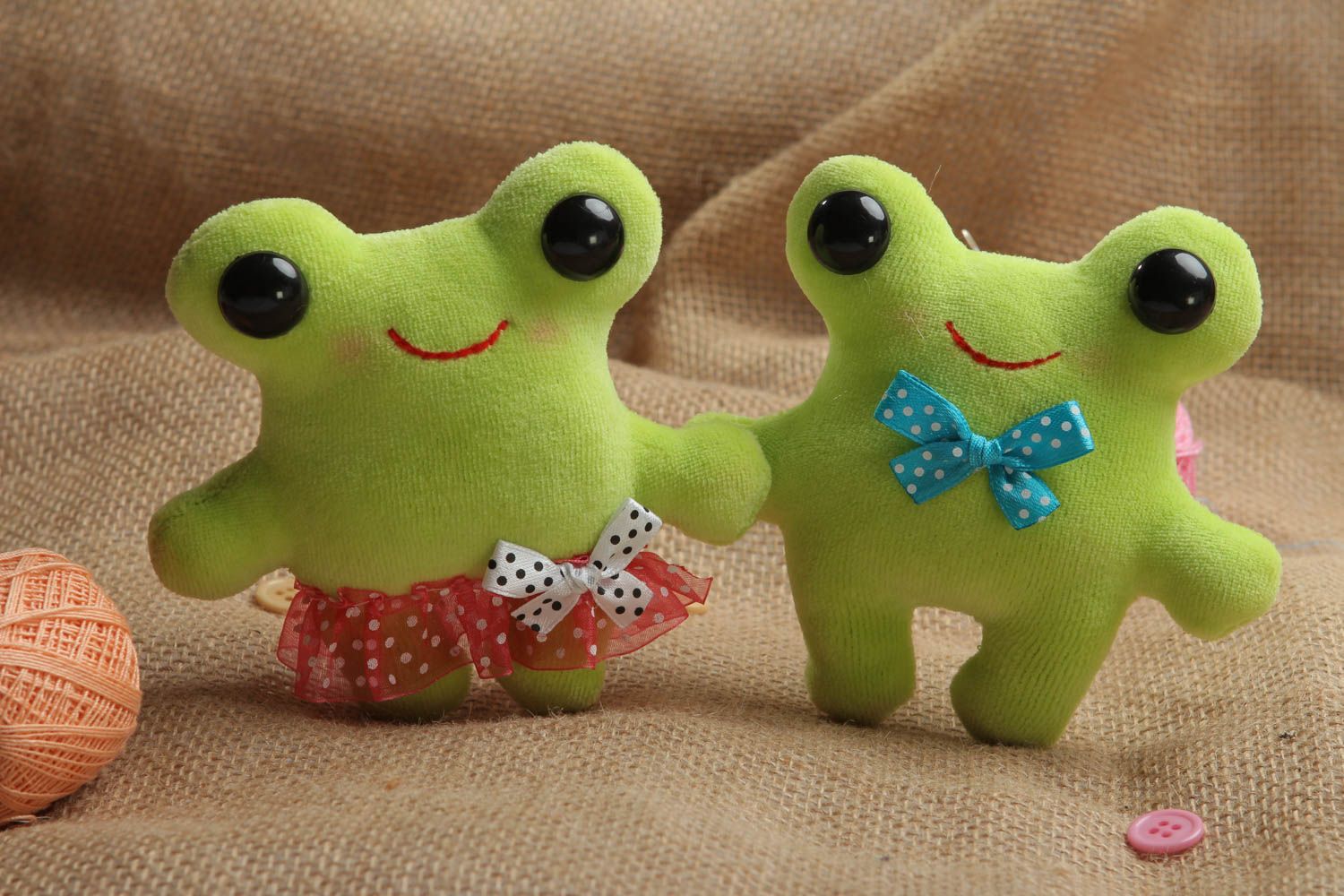 Stoff Tiere handmade kleine Kuscheltiere Stoff Spielzeuge Set 2 Stück grün foto 1