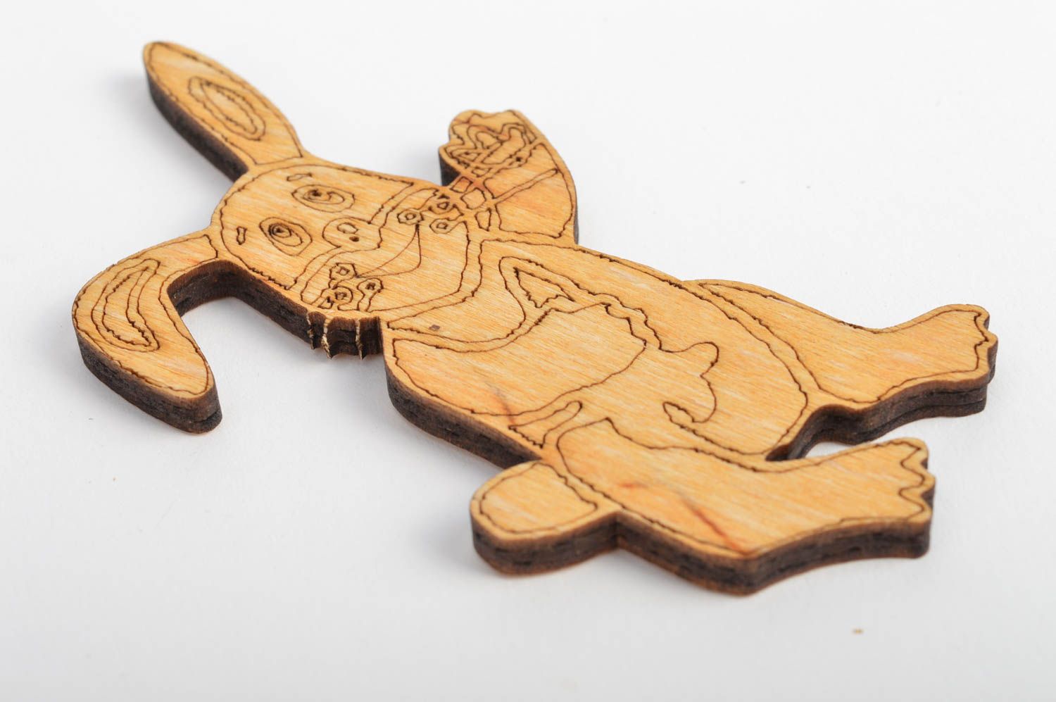 Petite forme en bois à décorer ou peindre faite main originale cadeau lapin   photo 3