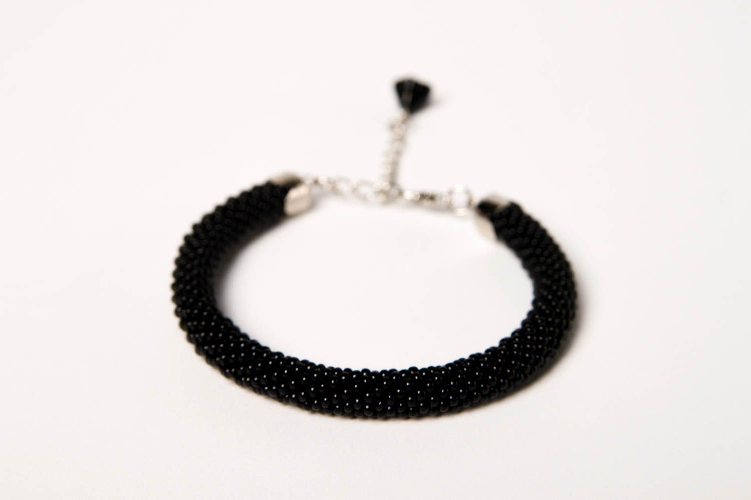 Elegant beaded black cord all size bracelet for women photo 3
