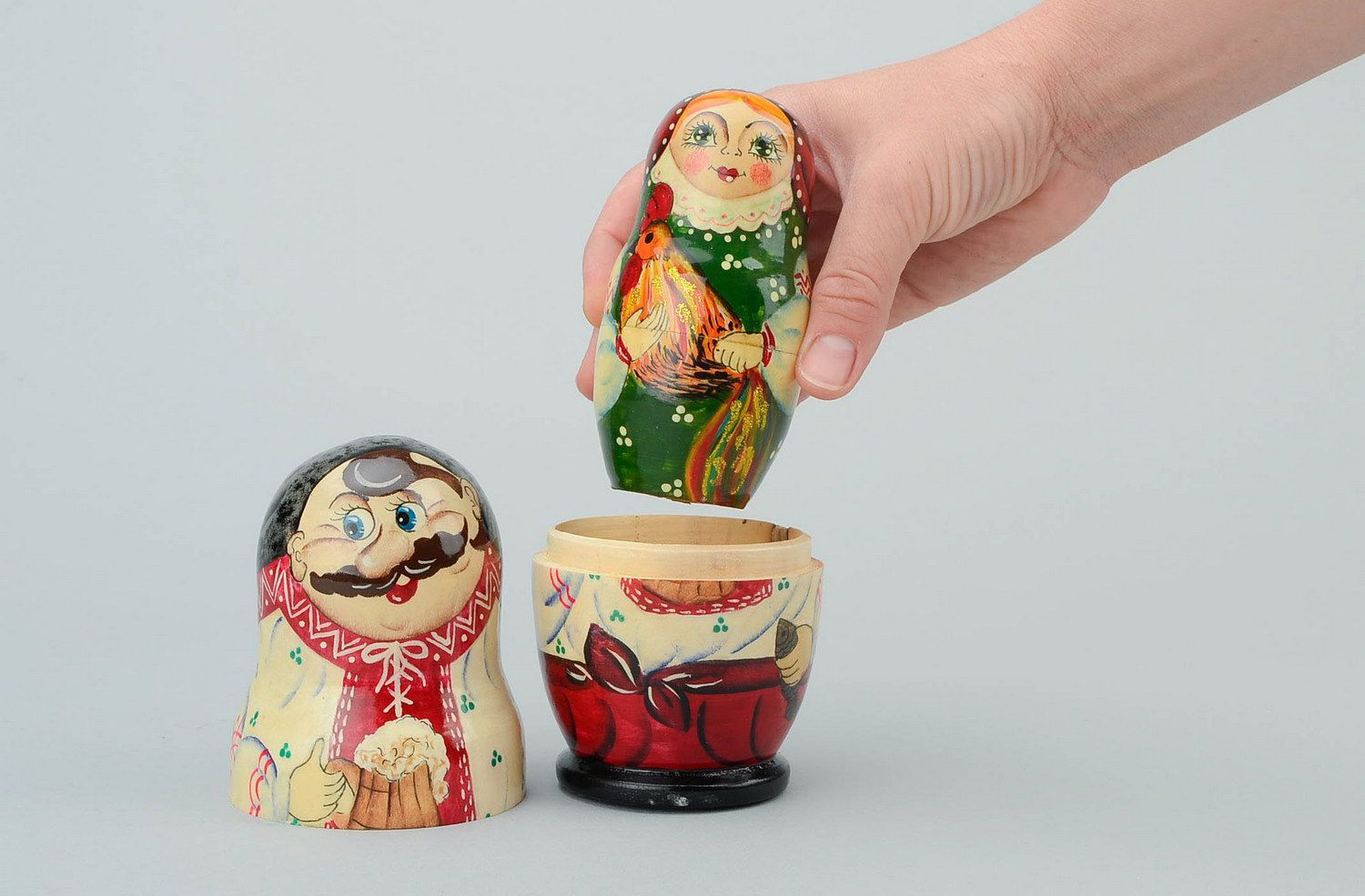 Matrioska dipinta fatta a mano decorazione da casa bambole russe di legno belle
 foto 5