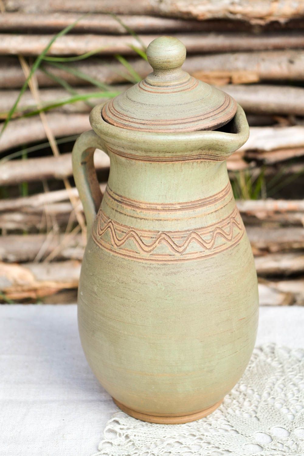 Jarro de cerámica hecho a mano vasija de arcilla accesorio de cocina de barro foto 1