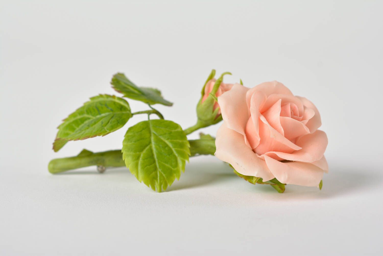 Blume Brosche aus Polymerton handmade in Rosa originell schön für echte Modedame foto 3