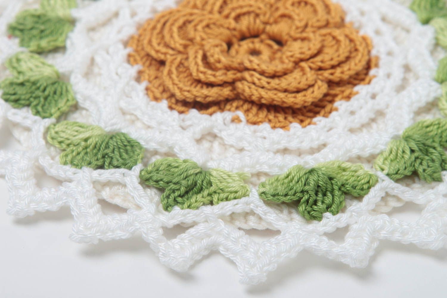 Handmade zarter Topflappen gehäkelt Küchen Textilien Haus Deko mit Blume foto 3