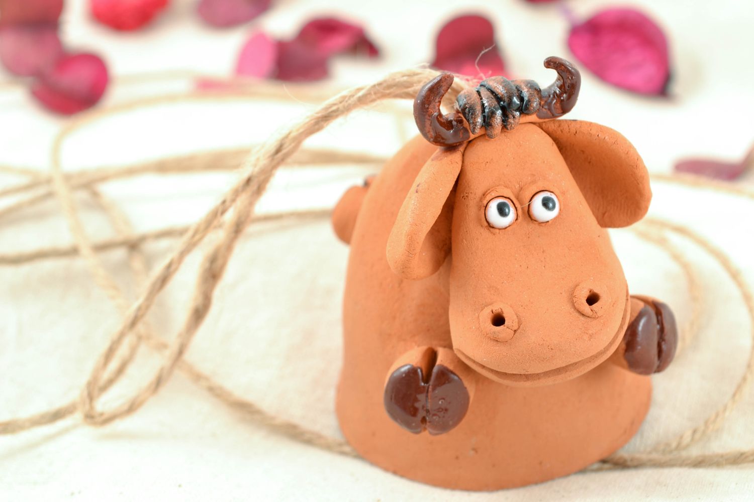 Designer handmade ceramic bell in the shape of cow photo 2